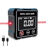 XPJBKC Magnetic Digital Angle Finder with Electronic Laser, 4 Side Strong Magnetic Angle Finder Tool, IP54 Waterproof Digital Spirit Level, Inclinometer for Woodworking Construction