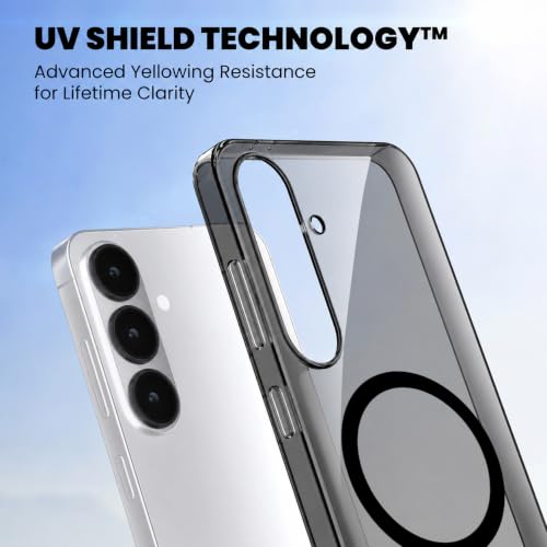 Image of Elzzi Anti Scratch Semi Translucent Cover for Samsung S25 Case, Premium PC + TPU Magnetic Phone Cases Drop Proof, Compatible with Magsafe Slim Never Yellowing Shockproof