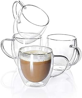 Sweese 415.101 Glass coffee mugs - 4PCS Double Wall Insulated Glass Coffee Tea