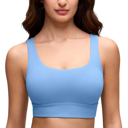 Image of CRZ YOGA Butterluxe U Back Sports Bras | Light Support, Removable Pads, Yoga, Extremely Soft, Longline, Scoop Neck, Wide Straps, for Women