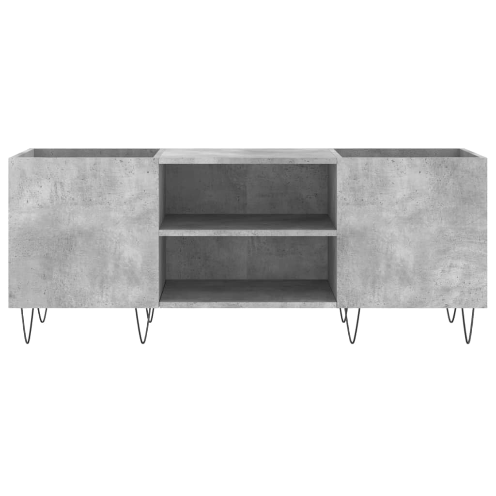 Armadio per dischi grigio cemento, 121 x 38 x 48 cm, in legno con gambe in ferro, per vinile, dischi in vinile, collezione musica, soggiorno, home theater, credenza, TV Lowboard, gestione