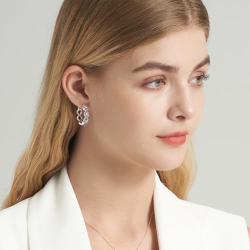 925 Sterling Silver Hoop Earrings for Women Hypoallergenic Cubic Zirconia Twisted Hoop Eearrings Lightweight Silver Hoop Earrings Jewelry Gifts2