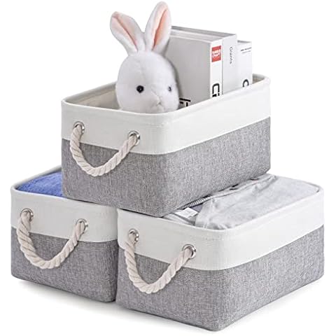 Kriovoa 3 Pcs Foldable Fabric Storage Baskets Cover