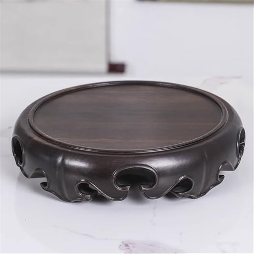 Socle de présentation rond en ébène pour offrir aux passionnés de thé