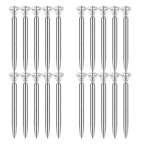 Pasisibick 20 Silver Diamond Pens Cute Beautiful Ballpoint Pens For Women Wedding Coworkers Crystal Gifts(20 Pcs) #TOP6