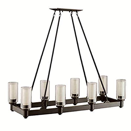 Kichler Circolo 39.25" 8 Light Linear Chandelier Clear Outer and Umber Etched Inner Cylinders Olde Bronze®