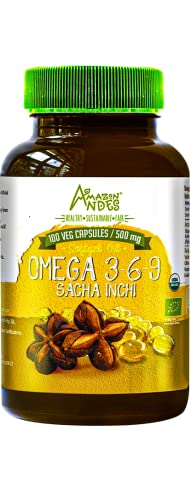 Organic Source Of Omegas 3, 6 And 9 L Sacha Inchi Oil Softgel Capsules L 100 X 500 Mg Pills L Healthier Essential Fatty Acids Source L Non Gmo And Gluten Free L Amazon Andes #TOP20