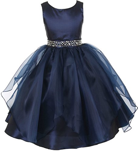 AkiDress Dazzling Stones Waist Taffeta Pageant Dress for Little Girl