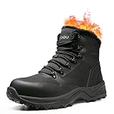 KOIFISH Winter Steel Toe Boots for Men Women,Warm Fur Lined Work Boots, ASTM F2413-18,Industrial&Construction&Warehouse,Slip Resistant,Lightweight,Black