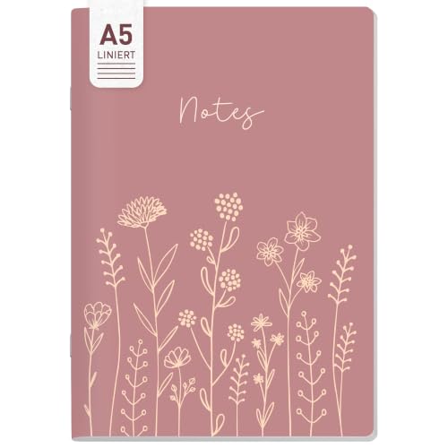 Häfft paper&you® Notizheft A5 liniert 'Fine Flowers rosé'
