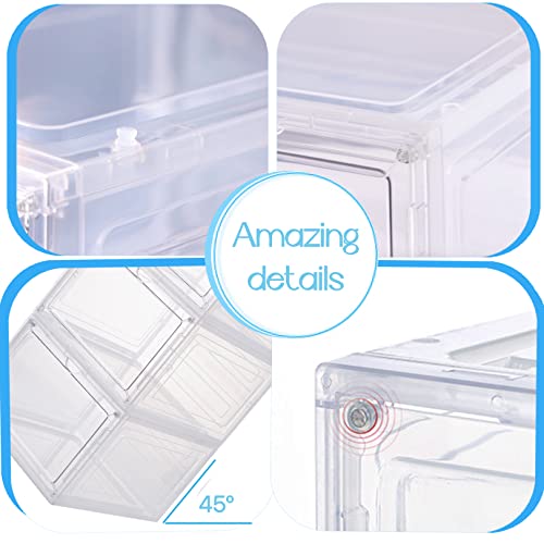 Zllzuu Shoe Organizer Shoe Storage Boxes, 6 Pack Large Side Open Shoe Boxes With Magnetic Door, Clear Plastic Stackable Shoe Containers (Clear White) #TOP4