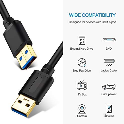 Jelly Tang Usb 3.0 A To A Male Cable 3Ft,Usb To Usb Cable Usb Male To Male Cable Usb Cord With Gold-Plated Connector For Hard Drive Enclosures, Dvd Player, Laptop Cooler (3Ft/1M) #TOP4