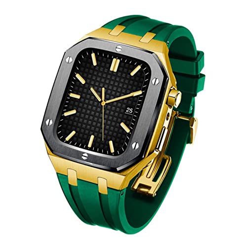 Kit modification Apple Watch boîtier métal 44mm bracelet caoutchouc silicone iWatch