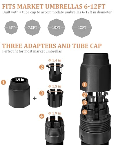 JOINHOM 45lbs Patio Umbrella Base - Heavy Duty Outdoor Patio Market Umbrella Stand for Deck, Poolside, Balcony, Wind-Resistant Design,Black - Thumbnail 5
