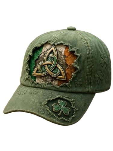Unisex St. Patrick's Shamrock Art Print Hat Irish Celtic Knot Hat St. Patrick's Day Baseball Cap Lucky Shamrock Cap Ireland Hats Green