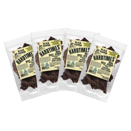 Hardtimes Handcrafted Beef Jerky - Black Pepper Flavor - 4 Pack of 4 oz. Bags