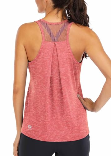 Image of ICTIVE Workout Tops for Women Loose Fit Racerback Mesh Backless Muscle Tank Running Shirts