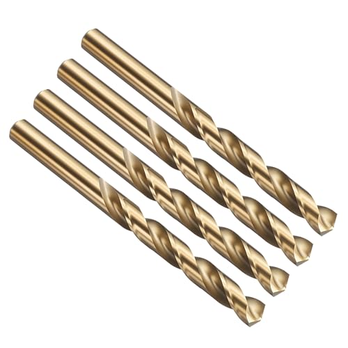 Image of PATIKIL 13mm Drill Bit, M42 8% Cobalt High-Speed Steel Jobber Straight Shank 135° Gold Finish for Hard Metal High-temperature Titanium Alloy - 4 Pack