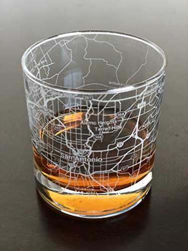 Or Something Rocks Whiskey Old Fashioned 11oz Glass Urban City Map San Antonio Texas