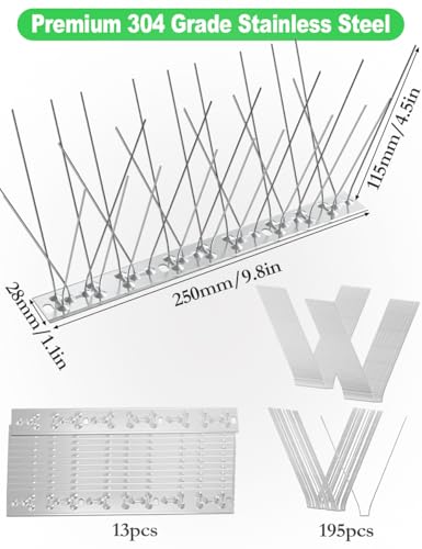 wohohoho Bird Spikes for Pigeons with Stainless Steel Base 3.25M (10.7ft) Pigeon Spikes for Roofs and Windows. Bird Control Anti Pigeon Spikes Bird Deterrent Set for Crows Seagulls and Small Birds - Image 4