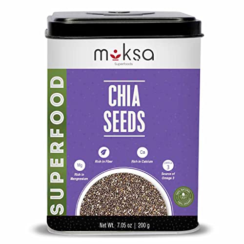Moksa-Expect Miracles 100% Organic Chia Seeds, 6.9Oz/198g - Source of Omega 3 & Fiber, for Smoothies, Salads, Puddings, Plant-Based Chia Seeds