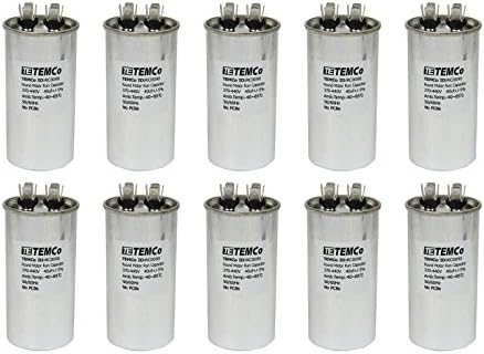 TEMCo 40 uf/MFD 370-440 VAC Volts Round Run Capacitor 50/60 Hz AC Electric - Lot -10 (Optional uf/MFD, Voltage and Lot Quantities Available)