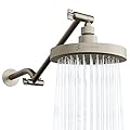 SparkPod 6 Inch High Pressure Rain Shower Head with 9 Inch Stainless Steel Shower Arm and 11 Inch Solid Brass Extension Arm (Brushed Nickel)