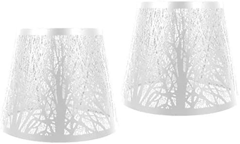 KALLORY Metal Lamp Shades 2PCS Tree Shadow Lamp Cover E27 Iron Lampshade Hollow Carved Lamp Cover for Floor Light Table Chandelier Lamp, White