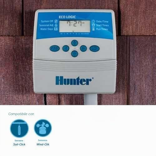 Suinga Hunter ELC 6 – Programmatore di irrigazione automatico, Eco Logic 6 stazioni, per interni, 230 V CA, bianco