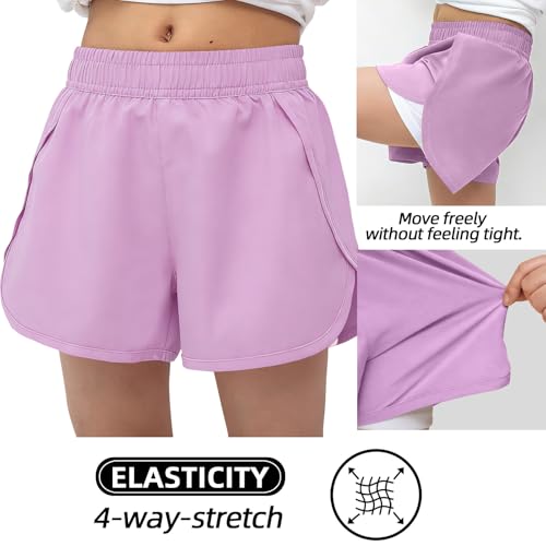 Image of MEILONGER Girls Swim Shorts 2 in 1 Bathing Suits Kids Quick Dry Boardshort Bottoms Swimming Swimwear with Compression Liner