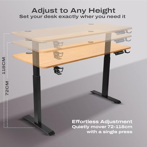 Image of Da URBAN Electronic Height Adjustable Desk Ergonomic Controller Work from Home with 3 Presets | 1 Year Warranty | (48 * 24) Inches Desk Table (Brown)