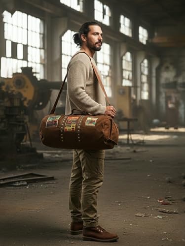 Image of The House of Tara Canvas Travel Duffle Bag 25 litres | Sports Duffel | for Men and Women | Adjustable Broad Strap | Gym Bag | Airline Carry On Luggage | Quick Access Pockets | Khaki