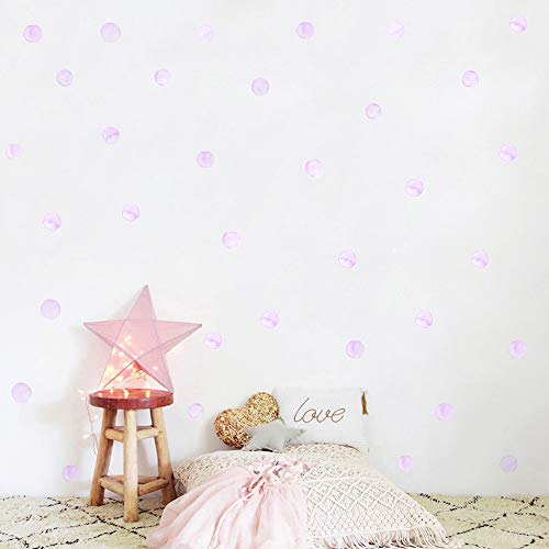 Watercolor Polka Dot Wall Decals Purple Dots Wall Sticker For Kids Baby Girls Living Room Bedroom Playroom (6 Sheets) #TOP1