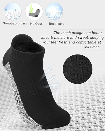 YSense Womens Ankle Socks Cotton Athletic Running Cushioned Sole Socks With Tab 6 Pairs4