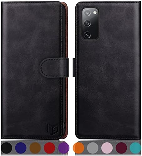 SUANPOT for Samsung Galaxy S20 FE case RFID Blocking Credit Card Holder, Flip Folio Book PU Leather Phone case Shockproof Cover Women Men for Samsung S20 FE case Light Brown
