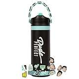 Dude Perfect Water Bottle with Rare Charms | Stainless Steel Double Wall Vacuum Insulation | Leak Proof Flex Straw Lid | NOGGZ for Carry Strap | Sports Grip Reusable Travel Cap for Kids | 24 oz Black