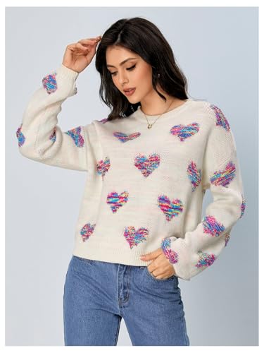Verdusa Women's Pullover Sweaters Heart Oversized Cute Lightweight Knit Sweater Tops4