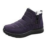 Snow Boots for Women Comfortable Warm Fur Lined Ankle Booties Lightweight Waterproof Fur Fuzzy Thermal Soft Booties Fashion Outdoor Anti Slip Shoes Slip On Hiking Short Boots