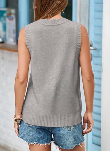 Image of EVALESS Sweater Vest Women V Neck Knit Sleeveless Tunic Tank Tops Casual Pullover Sweater Spring Trendy 2026 Outfits