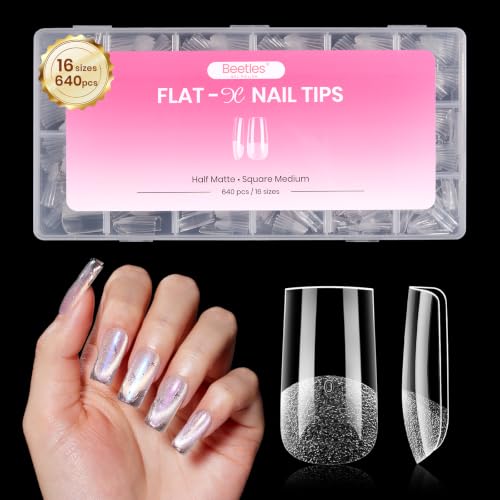 Image of Beetles Flat-X Soft Gel Nail Tips, Medium Square, 640Pcs, 16 Size