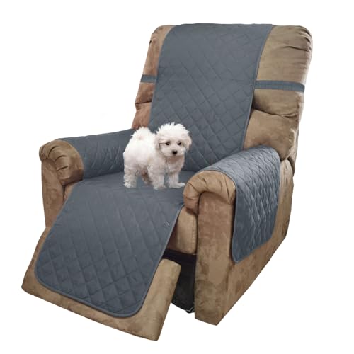 U-NICE HOME Reversible Recliner Chair Covers, Dark Blue/Light Grey