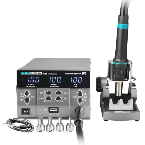 Estación de retrabajo de aire caliente SUGON 8620DX PRO 1300W con control de temperatura por microordenador, estación BGA, boquilla curva para soldadura(fuente de alimentación 8620DX Pro 220V)