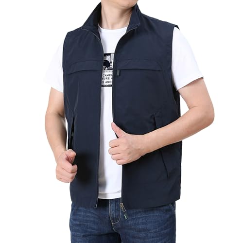 Celanisai Chaleco de pesca para hombre, verano, exterior, chaleco de safari, tiempo libre, caza, trekking, senderismo, pesca, camping, sin mangas, chaqueta para hombre, con muchos bolsillos, chaleco