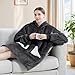 Touchat Wearable Blanket Hoodie, Oversized Sherpa Fleece Sweatshirt Blanket with Giant Hood Pocket and Sleeves for Adult, Warm & Cozy Grey Blanket Gifts for Women