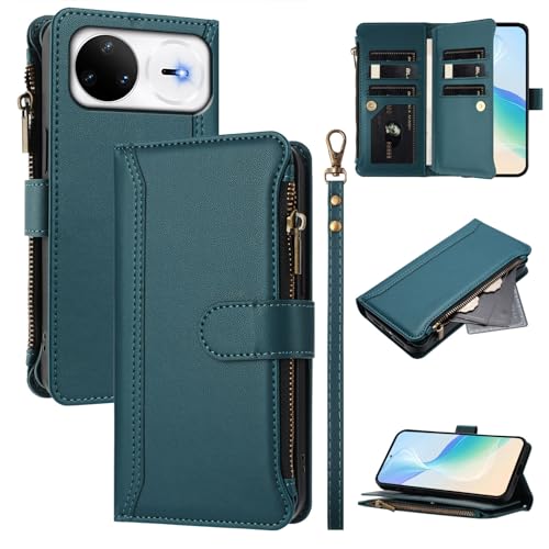 linsuyu Cover Compatible with Huawei nova 15 Ultra,Compatible with Huawei nova 15 Pro Zipper Dual Card Slot Wallet Phone Case Green