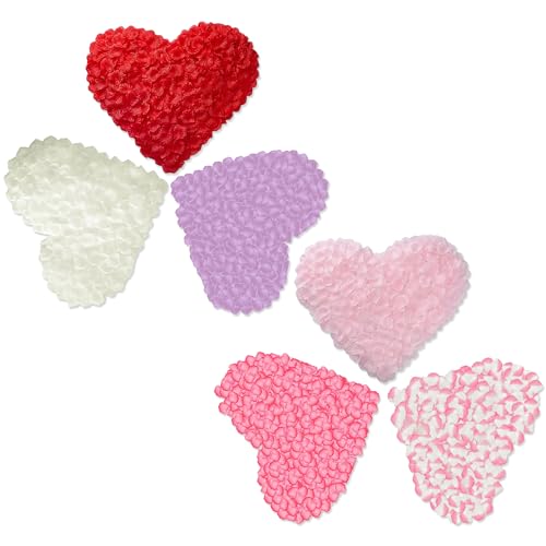 YiiHHooN Pétalos de Rosa Artificiales, 2400 Unidades Petalos de Rosa para Bodas, 6 Colores Petalos Boda Petalos de Papel para San Valentín Decoración para Propuestas de Matrimonio
