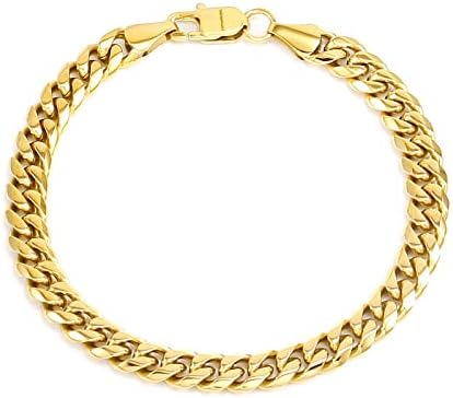 CaptainSteeL Cuban Bracelet for Men and Women, 7/7.5/8/9inch Stainless Steel Bracelet, Gold Plating/Stainless Steel Fashion Jewelry Bracelet, Holiday Gift with Flannel Bag