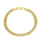 CaptainSteeL Cuban Bracelet for Men and Women, 7/7.5/8/9inch Stainless Steel Bracelet, Gold Plating/