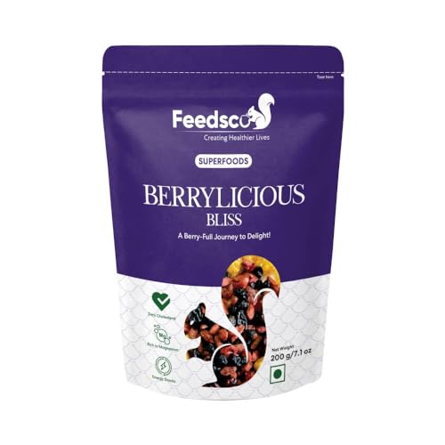 Image of Feedsco Premium Mix Berries 200g X 2 | Dried Blueberries, Cranberries, Strawberries & Black Currants | Healthy Vegan Snack | Antioxidant-Rich Superfruit | Gluten-Free Dry Fruits for Kids & Adults