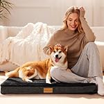 Patas Lague Orthopedic Dog Bed for Large Dogs, Soft Comfortable Waterproof Egg Crate Foam Medium Pet Beds Mat with Removable Washable Cover, 36''X24'' Black - Image 2